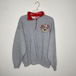 Vintage Disney Parks Mickey EPCOT Quarter Zip Sweatshirt Gray